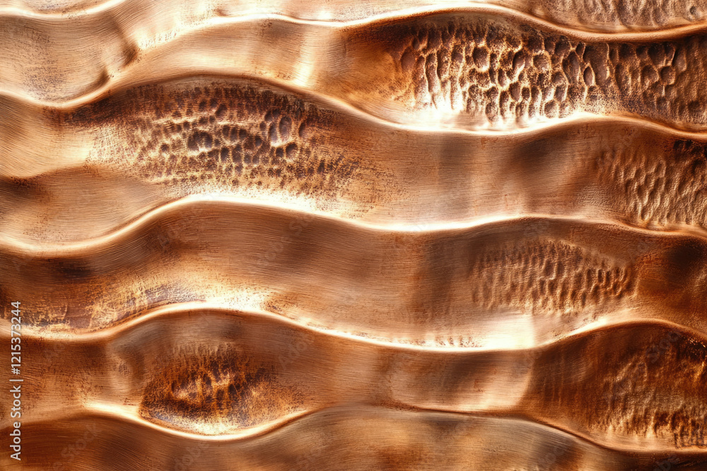 Leinwandbilder abstract wavy texture of bronze metal with hammered surface, creating a luxurious and elegant design