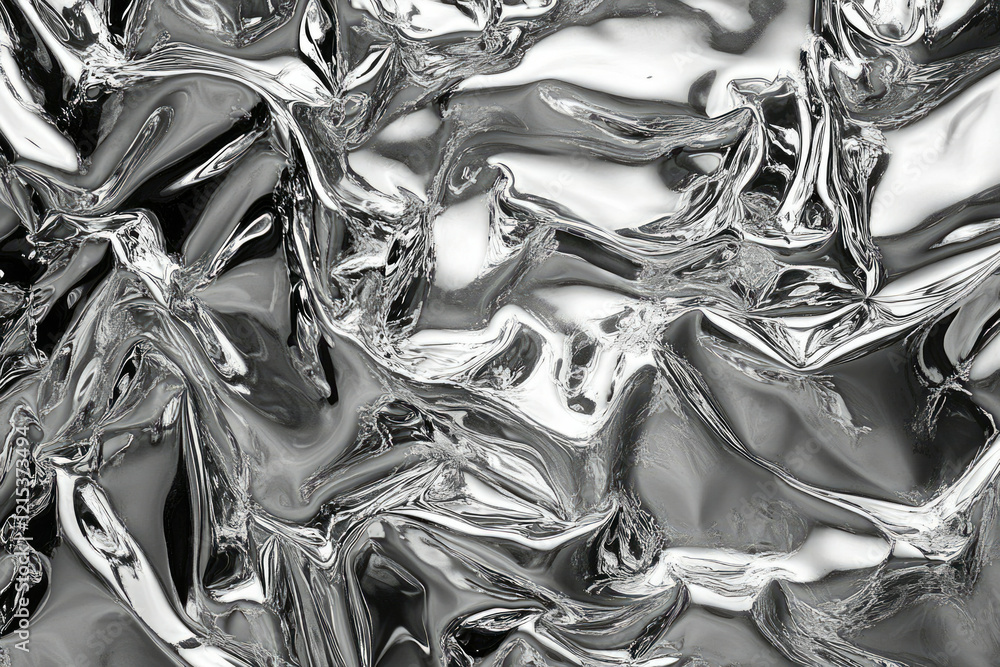 Poster Abstract grayscale image depicting the mesmerizing flow of a liquid metal, creating a captivating visual texture.