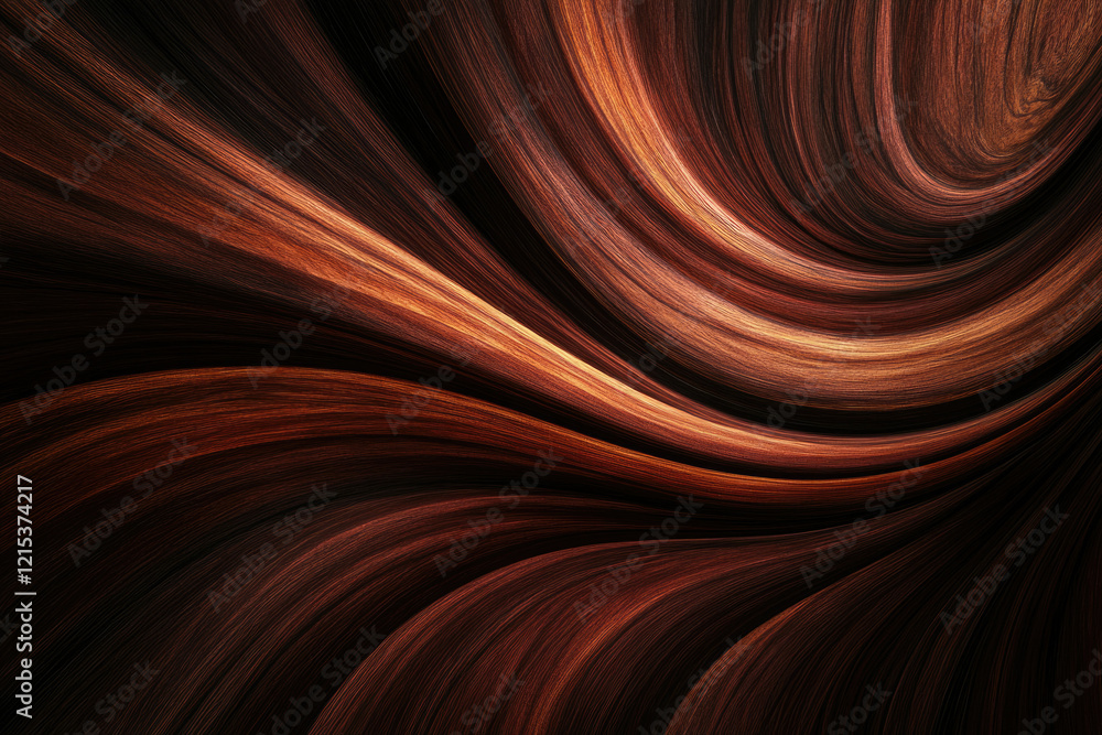 Poster abstract swirling waves of rich brown and auburn tones, creating a mesmerizing texture.