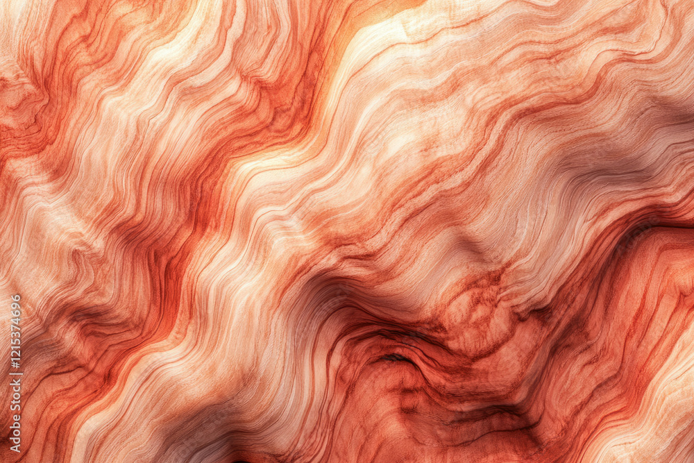 Poster Abstract image depicting swirling, reddish-brown wood grain patterns resembling flowing waves.