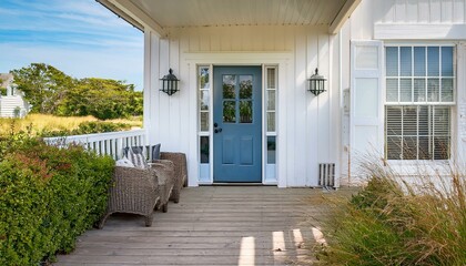 modern beach coastal veranda porch french door entrance chic white paint natural hamptons luxury farmhouse entrance patio house cottage vibes contemporary cape cod summer home outdoor living