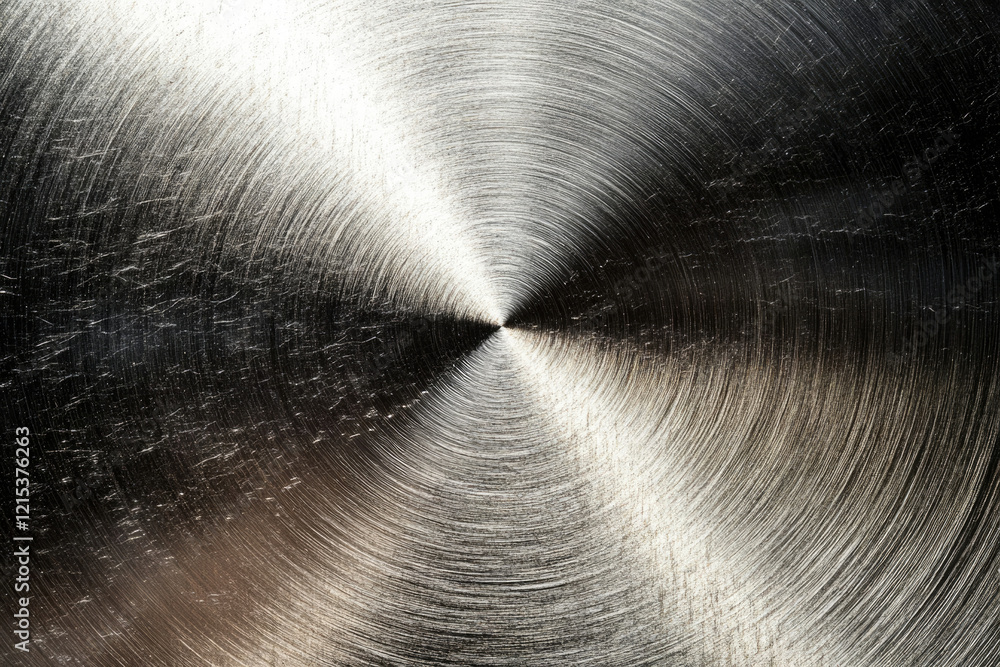 Aufkleber circular brushed metal texture with concentric lines and subtle scratches.
