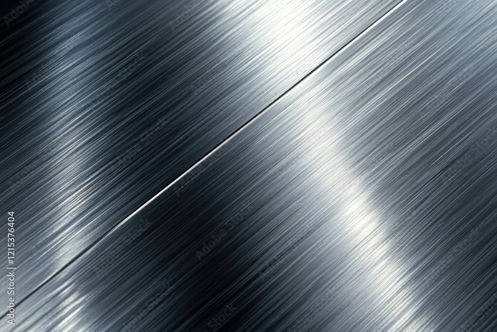 Poster close-up of brushed metal surface showing parallel lines and metallic sheen.