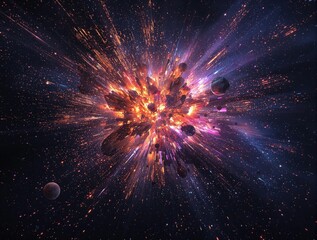Cosmic explosion of sparks against a dark canvas , night sky, sparkles, starry