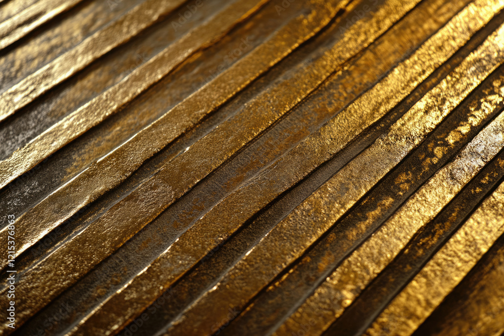 Poster Diagonal lines of gold-leafed textured surface create a luxurious, opulent background.