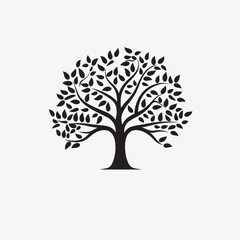 Tree with Leaves Silhouette 
