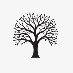 Obraz premium Tree with Leaves Silhouette 