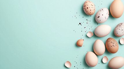 easter eggs on a blue background