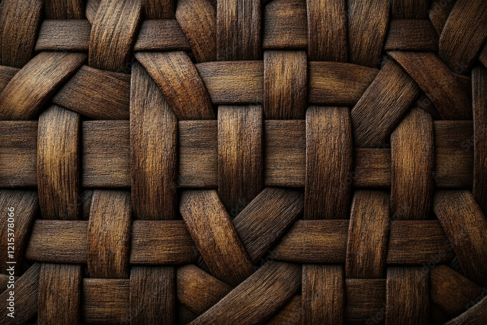 Aufkleber intricate dark brown woven texture, seamlessly repeating pattern of interlaced strands.
