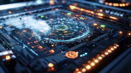 Futuristic interface design showcase digital workspace graphic content sleek environment high-tech viewpoint innovative concept