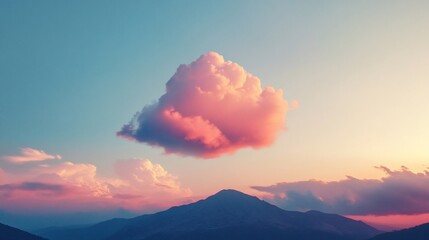 Pink Cloud Over Dark Mountains at Sunset A Captivating Evening Scenery