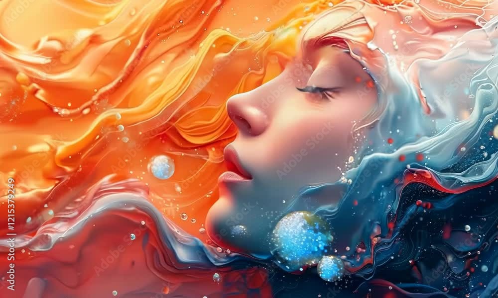 Poster abstract expression of emotions through color and form, capturing the essence of joy, sorrow, and ev