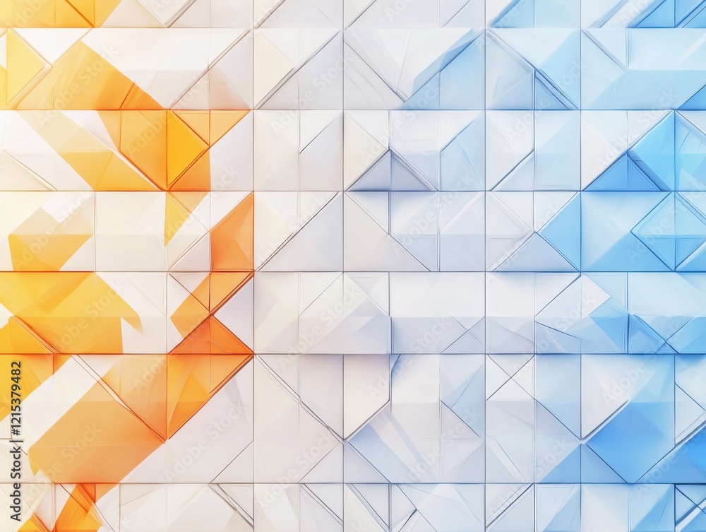Poster geometric pattern featuring triangles in tessellated gradients abstract art digital design contempor