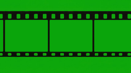 Obraz premium film frames on isolated o green screen, illustration, black border