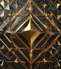 Fototapeta premium Diamond Pattern Background with Golden Accents , black, sophistication