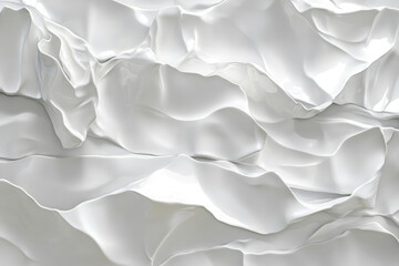 Obraz premium Abstract white texture with flowing, wavy folds and smooth, glossy surface.