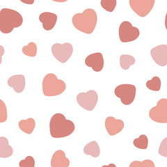Seamless pattern with hearts. Vector illustration on white background. Valentine pattern. It can be used for wallpapers, cards, wrapping, patterns for clothes and other.