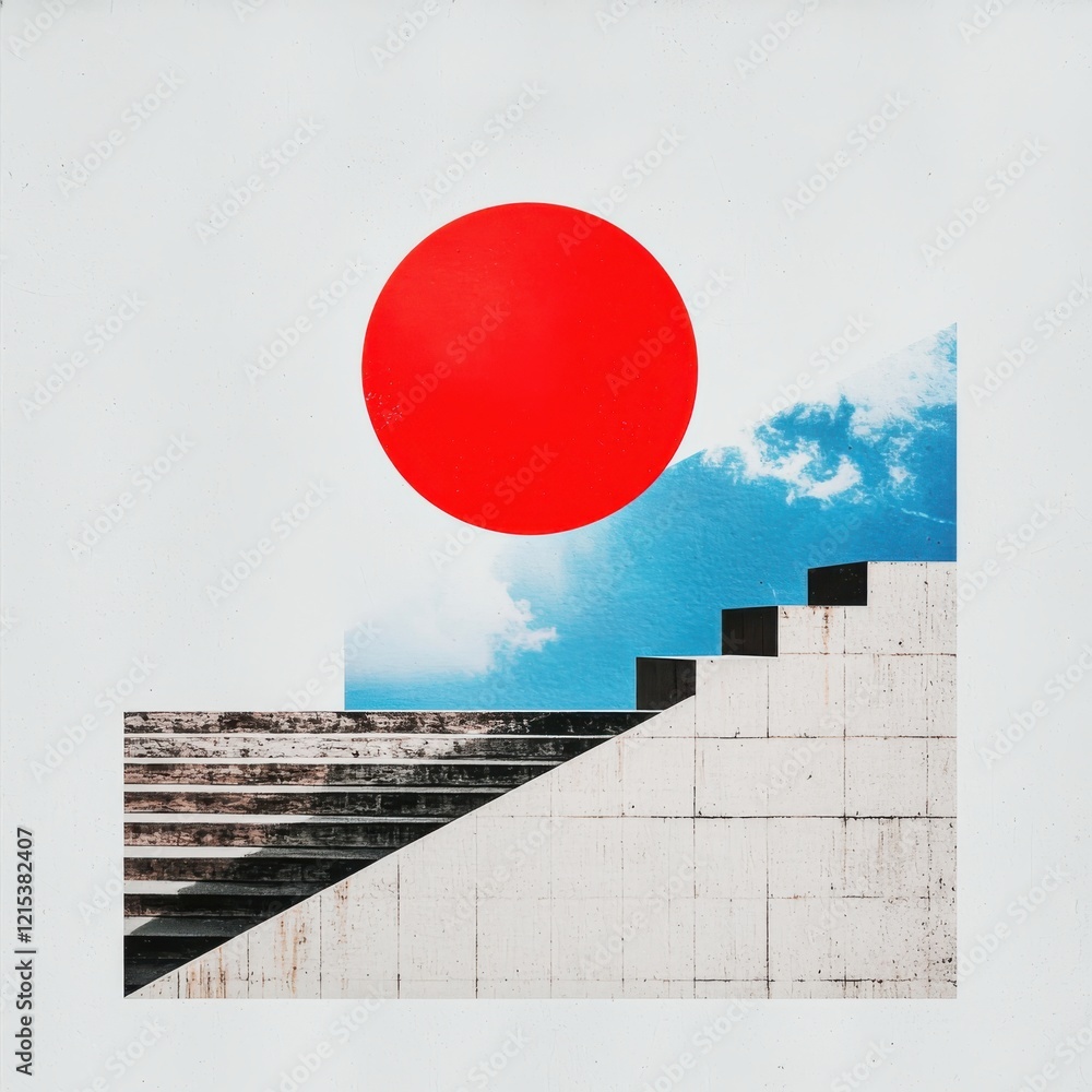 Poster geometric art displaying minimalist shapes abstract design digital art modern architecture aerial vi