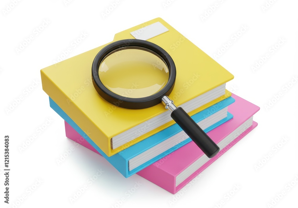 Poster a 3d rendering of a stack of folders isolated on white background