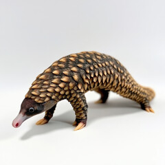 Obraz premium Scaly pangolin model, meticulously crafted, detailed scales and textures.