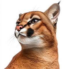 Caracal portrait: A majestic wildcat, head tilted, gazing upward.