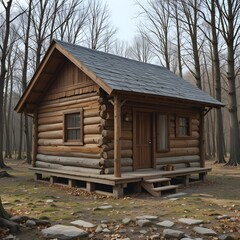 Old wooden hut in the woods