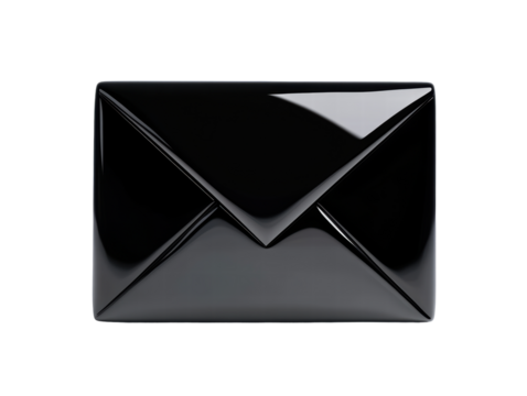 Isolated Black Glossy Envelope