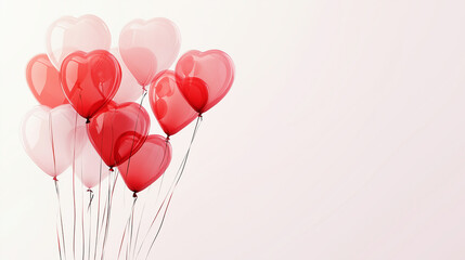 Valentine's day hearts ballons with copyspace, saint valentine and love background concept, blank space