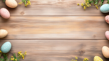easter eggs on wooden background