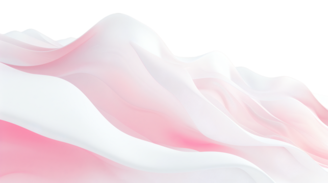 White and pink gradient solid wave movement 3D abstract gradient motion render isolated on white background