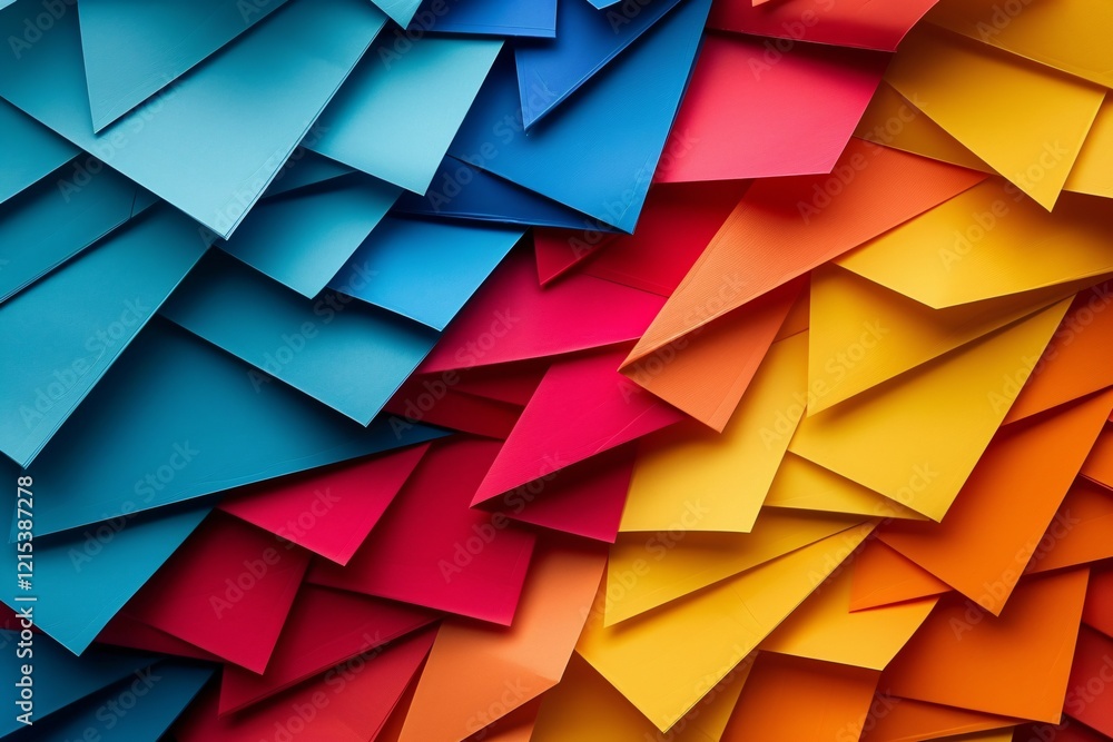 Aufkleber Colorful overlapping paper sheets creating a chaotic pattern on abstract background