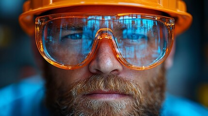 Close-up Portrait of a Focused Construction Worker