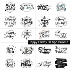 Happy Friday, T-shirt Design Bundle, Quotes about Black Friday, Black Friday Friday typography Collection.