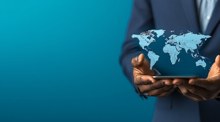 World Connection in the Hands of a Digital Savvy Businessman,デジタルに精通したビジネスマンの手中にある世界接続.Generative AI