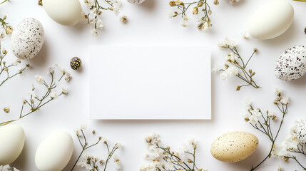 white easter eggs background