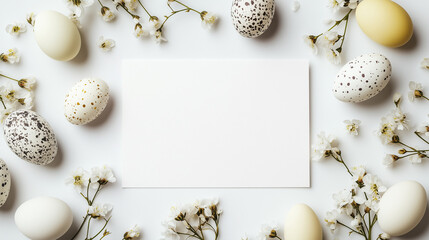 white easter eggs background