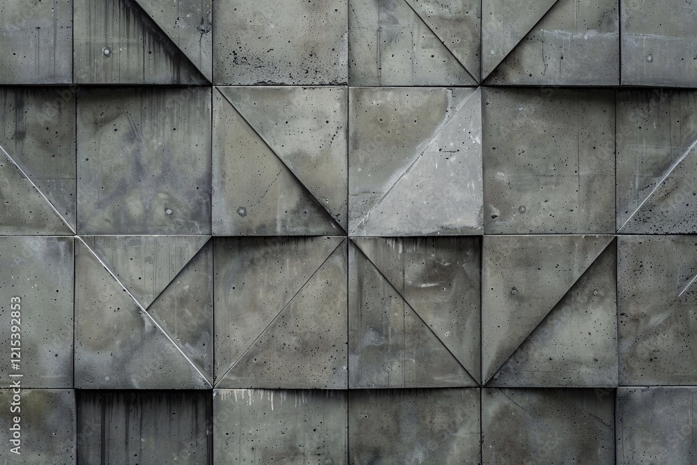Poster seamless texture created by geometric concrete wall with triangle relief pattern