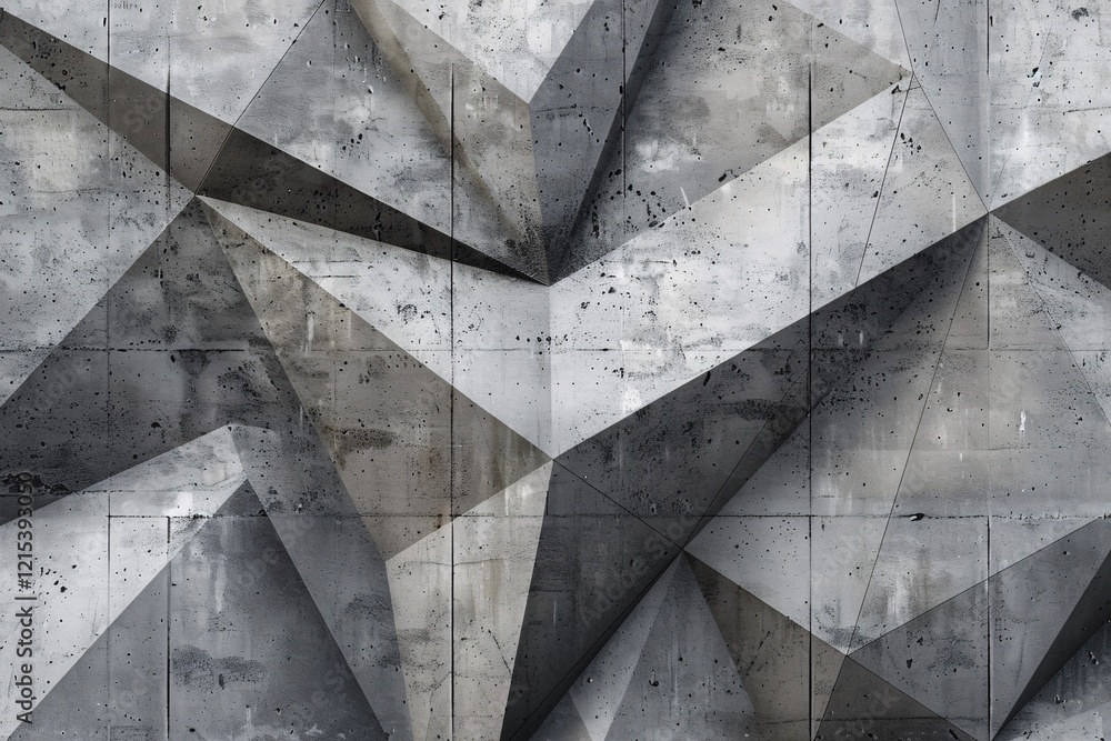 Leinwandbilder abstract concrete geometric wall structure forming a relief pattern with shadows and light