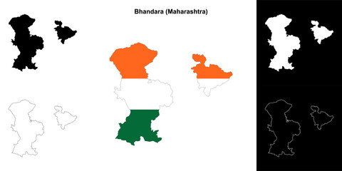 Bhandara district (Maharashtra) outline map set