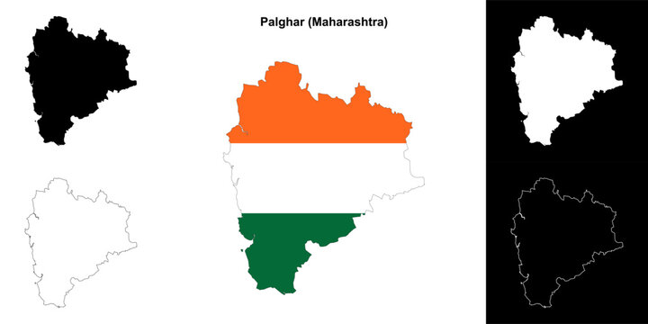 Palghar district (Maharashtra) outline map set