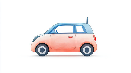 Obraz premium colorful, cartoon style depiction of compact car with blue roof