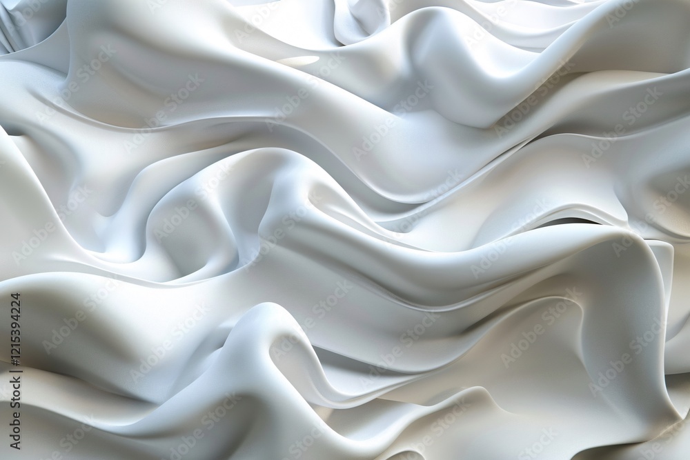 Poster white wavy silk fabric flowing creating an abstract minimal background