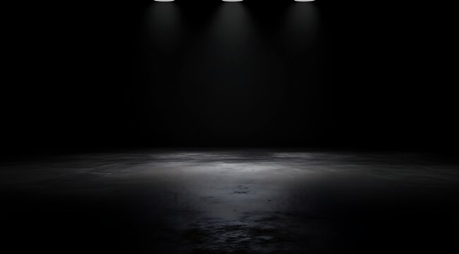 Concrete Floor and Black Walls in a Dim Room, Illuminated by a Cinematic Glow from the Window
コンクリート床と黒い壁が特徴の薄暗い部屋、窓からのシネマティックな光が照らす.Generative AI