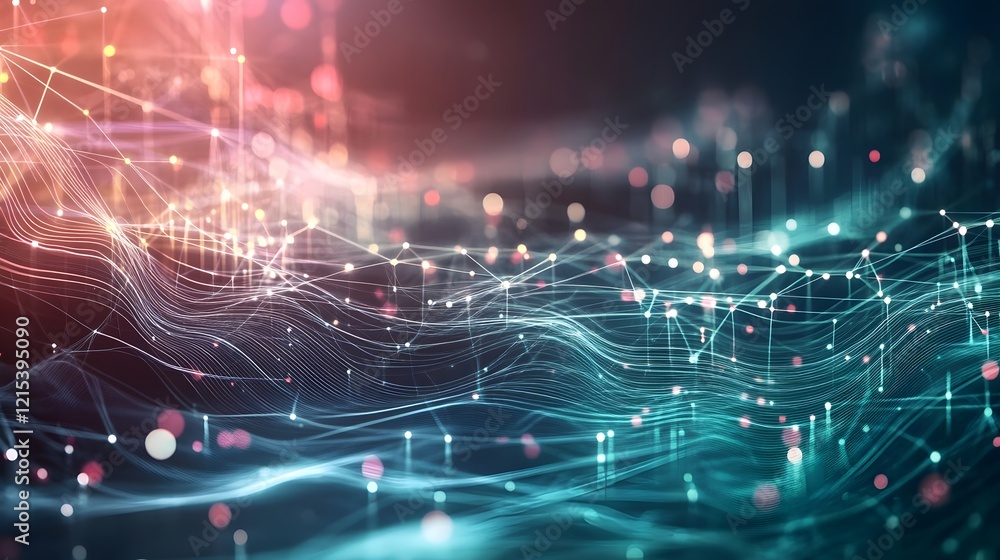Aufkleber abstract digital network waveform visualization