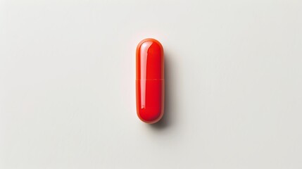 Single red pill isolated on white background