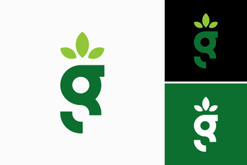 letter g with leaf logo design vector