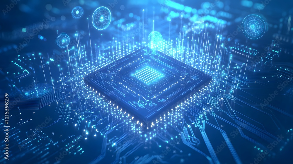 Poster digital microchip circuit board technology innovation