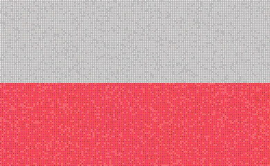 A flag of Poland painted on texture. Glittering dotted luxury Polish flag background. Mosaic white and red Poland flag.