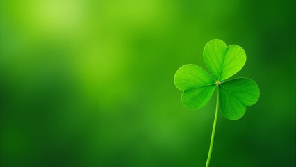 Lush clover leaf stands out against a vibrant green background in tranquil nature