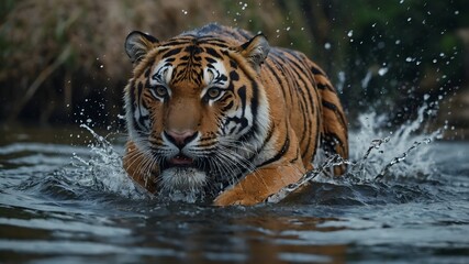 tiger in the river